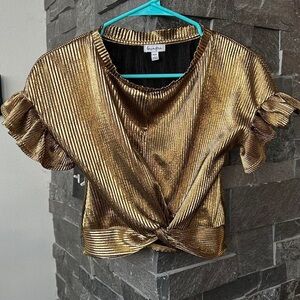 love, Fire Gold Twist Front Women Blouse